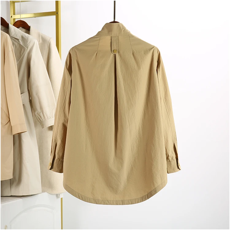 Dongyangjia [Text Series] 2022 New Autumn Fashionable Simple Stand Collar Casual Loose Trench Coat 038
