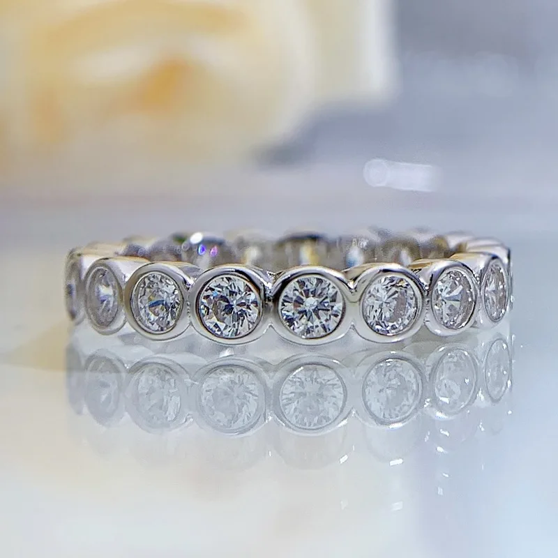 

2023 New S925 Silver Ring Zircon Round Full Diamond European and American Fashion Wholesale Ring