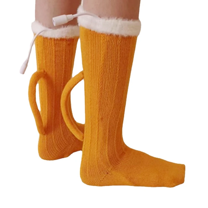 

Hot Kf-3D Beer Mug Socks Knit Long Tube Socks Cute Unisex Novelty Winter Warm Beer Socks Warm Thick Floor Socks