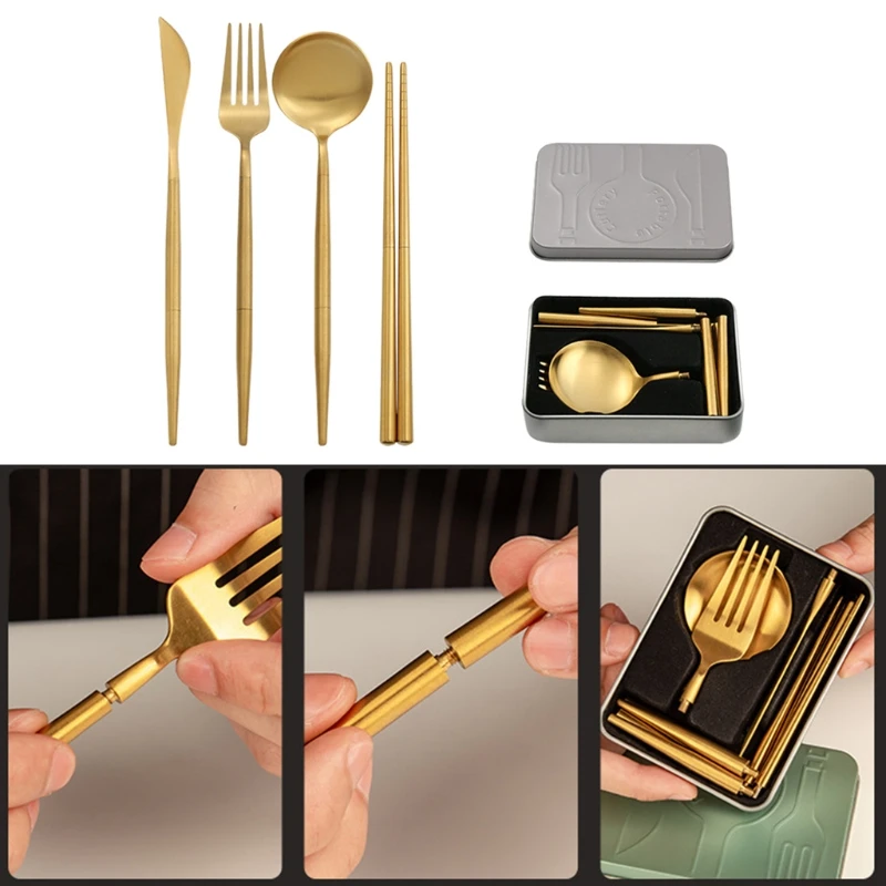 4 шт. портативные многоразовые дорожные столовые приборы и ножи вилка чоптик с