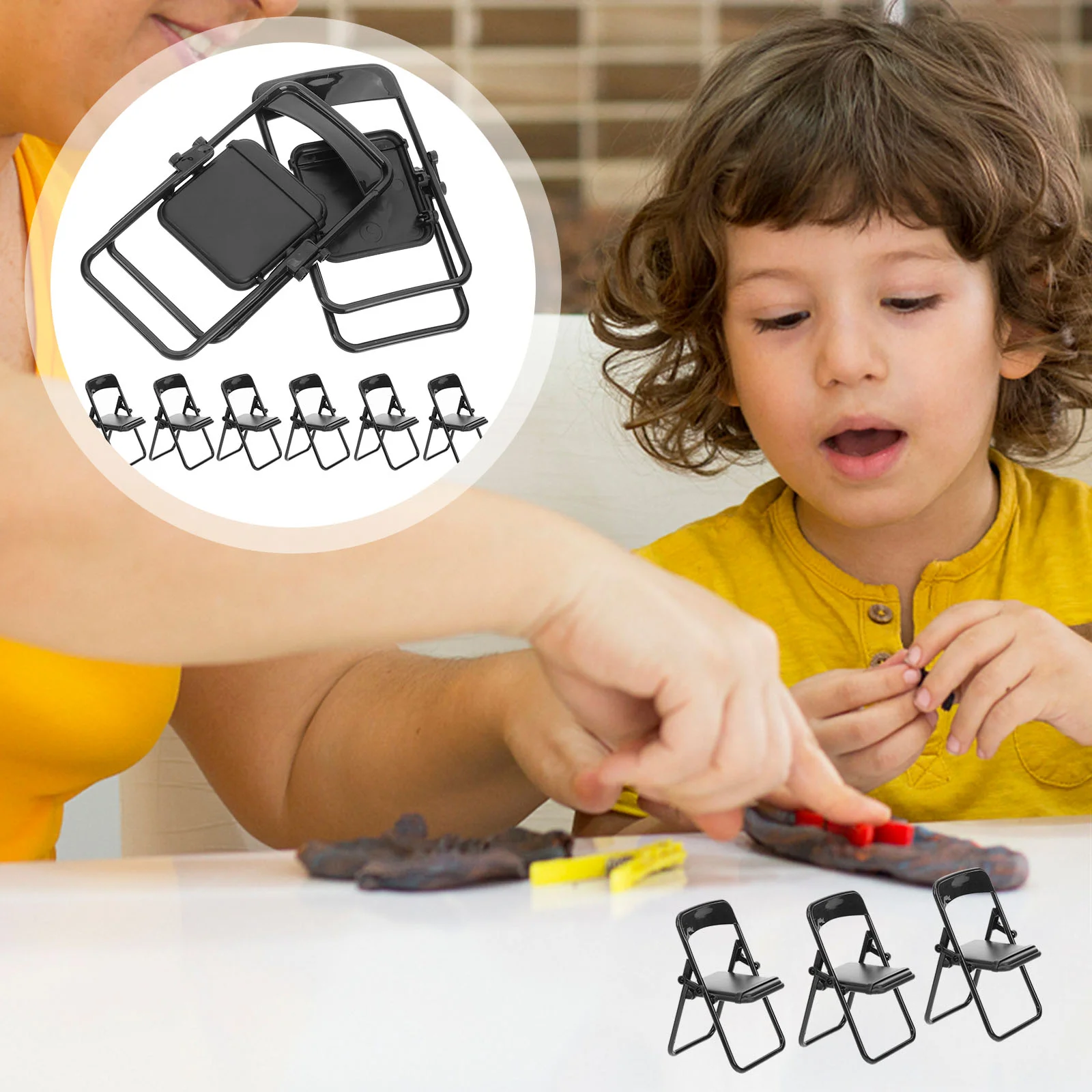 

12pcs Interesting Folding Creative Mobile Holders Tiny Chair Props Mobile Holders Chair Models