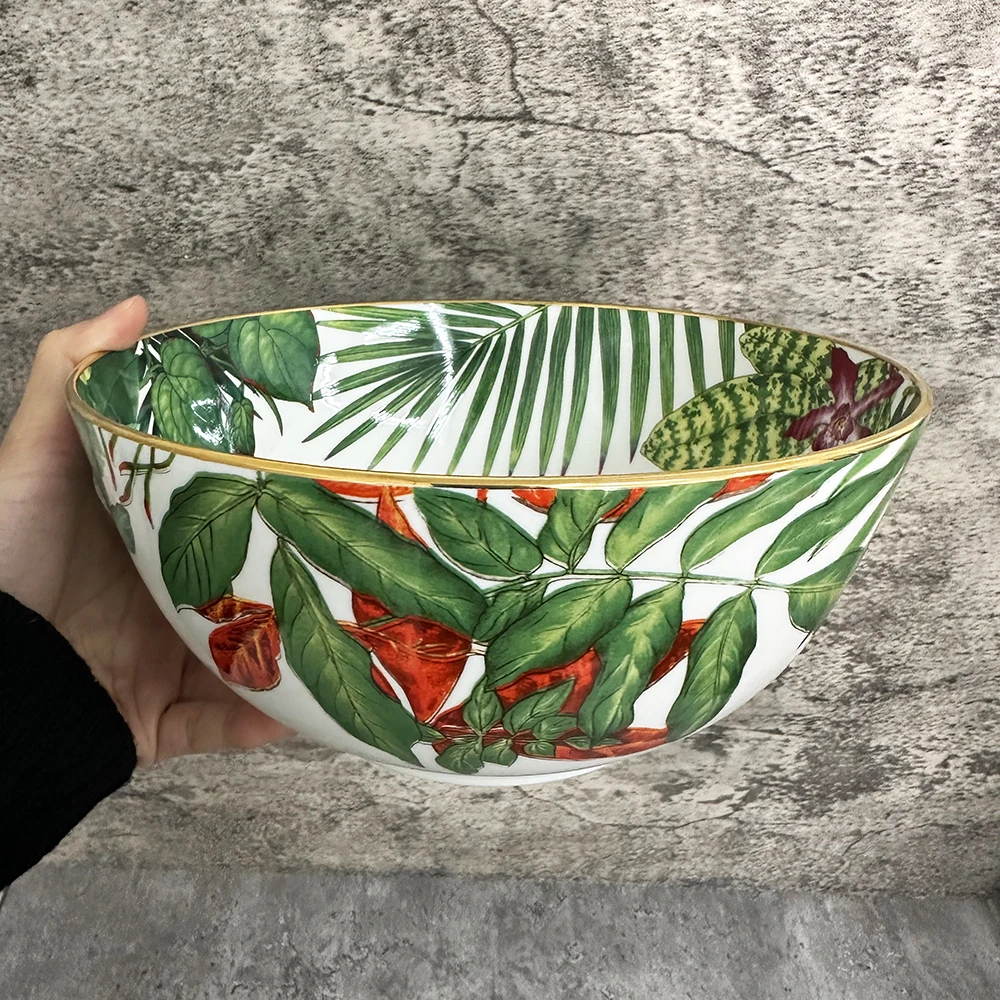 

Rain Forest 8 Inch Soup Noodle Large Bowl Tableware Ceramic Household Instant Noodle Restaurant Simple Creative Tableware