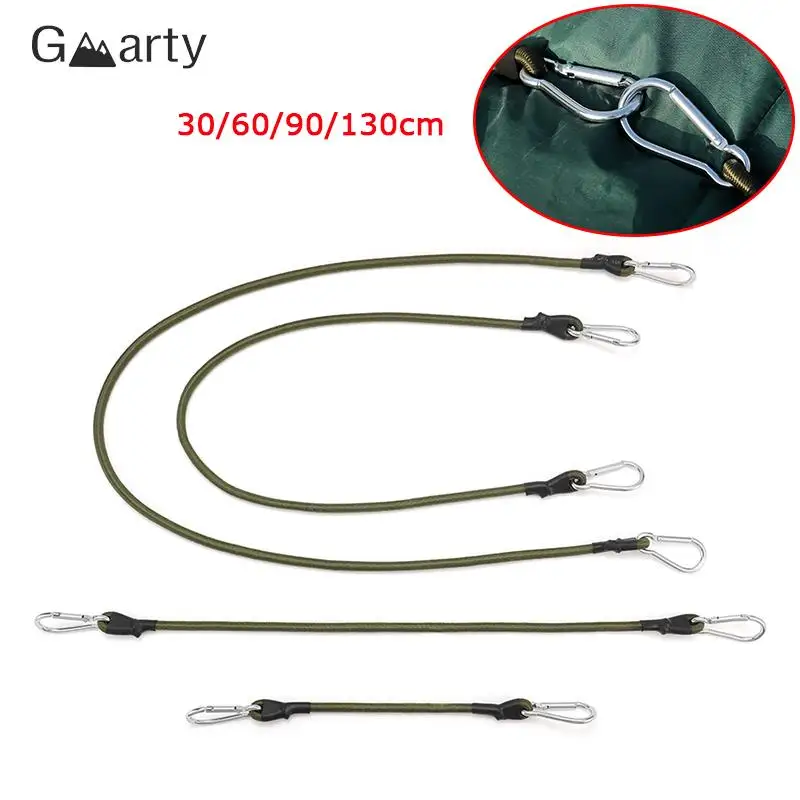 

30/60/90/130cm Carabiner Elastic Rope Mountaineering Buckle Outdoor Camping Tent Rope Bicycle Fixed Band Hook Luggage Strap