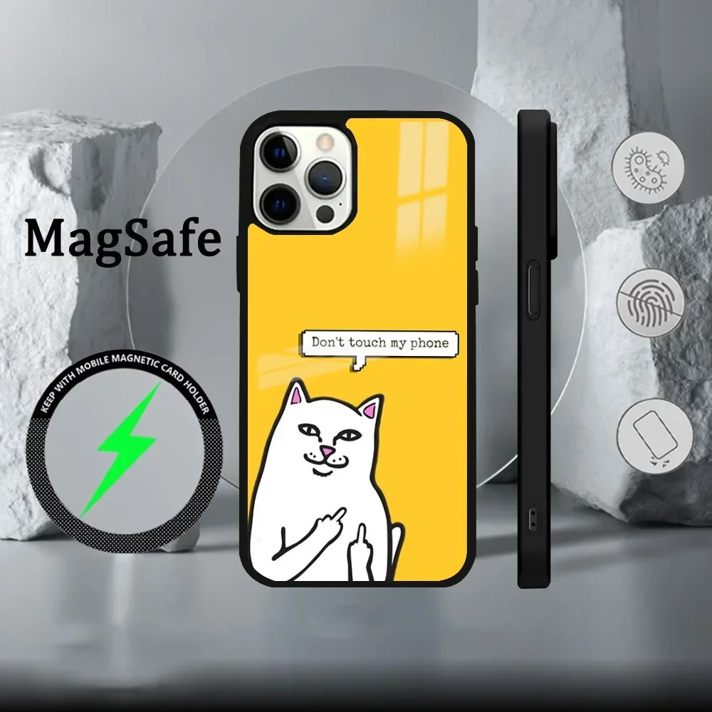 Забавный чехол для телефона R-R-RipndipS CAT IPhone 16 15 14 13 12 11 Pro Max Plus Mini Magsafe Mirror