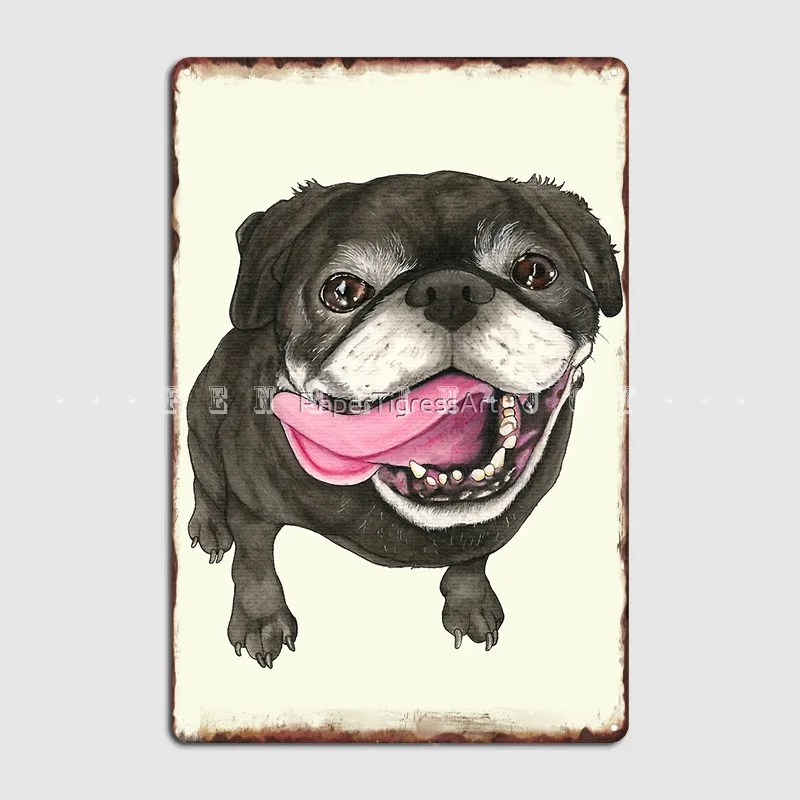 

Black Pug Poster Metal Plaque Pub Poster Designing Cinema Tin Sign Poster