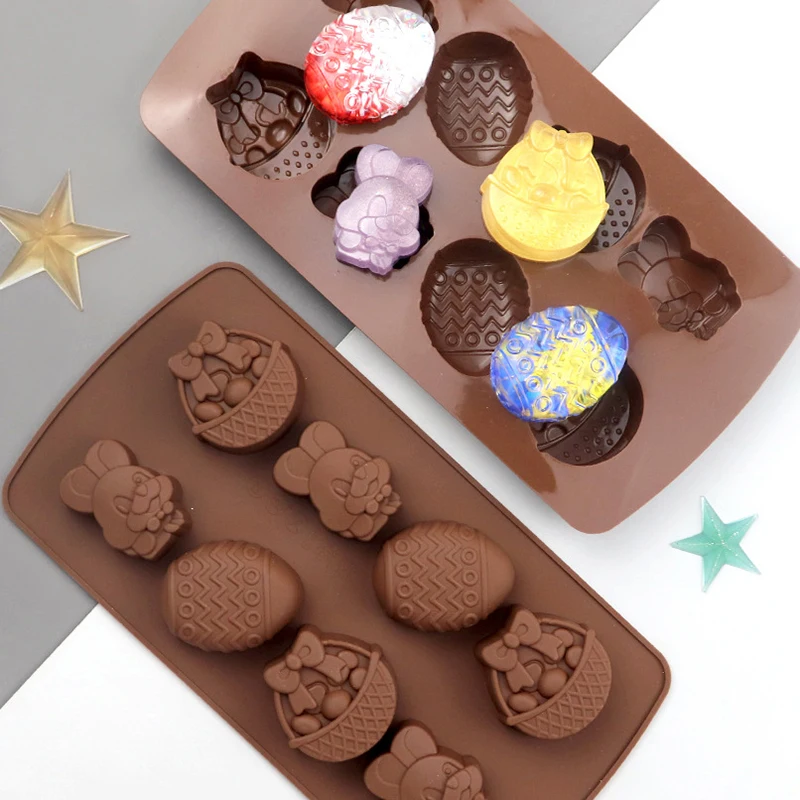 

Easter Cookies Silicone Mold 8 Eggs Rabbit Basket Chocolate Cake Mold Food Grade Silicone Chocolate and Cake Decor Baking Tools