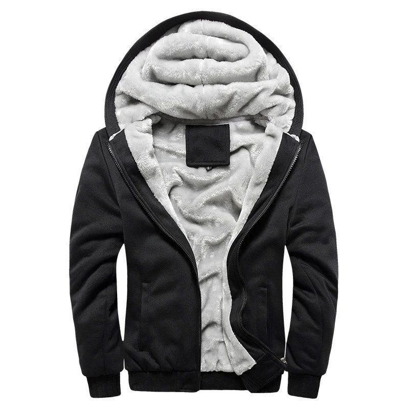 

Winter Fashion Thick Hoodies Men Casual Hooded Wool Liner Warm Sweatshirt Men Zipper Coats Sudadera Hombre Plus EU Size S-5XL