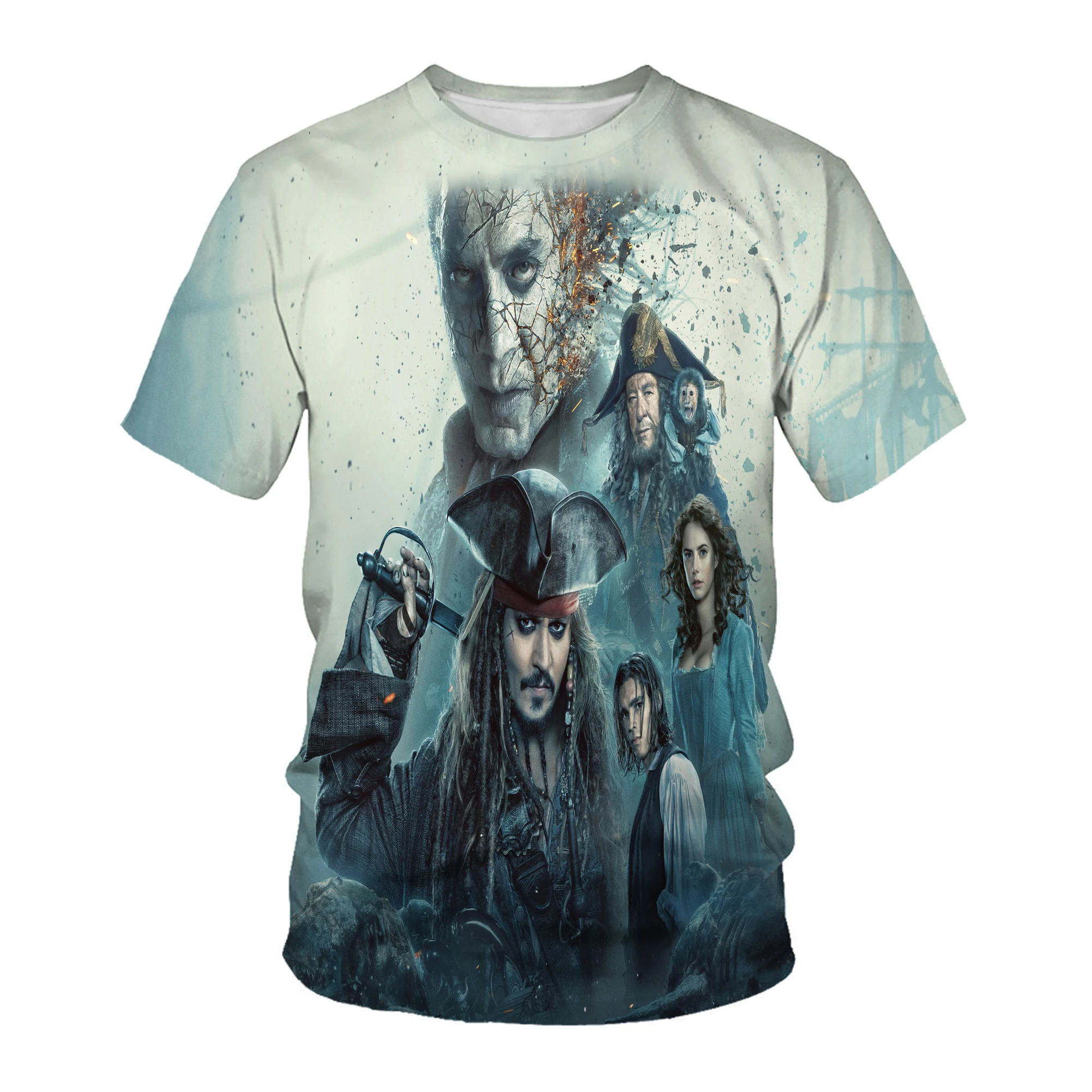 

2023 Spring/summer 3D printed Pirate Crewneck T-shirt Harajuku casual hip hop men's quick dry polyester