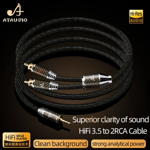 Аудиокабель HiFi 3,5–2RCA OCC золотистый