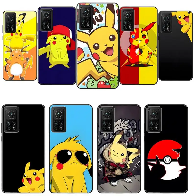 

BANDAI Anime Pikachu Phone Case Fundas For Xiaomi Mi 9t 10t 11 11i 11x Poco M3 Pro X3 Nfc F3 Redmi 9 8 7 Black Soft Case