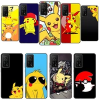 bandai anime pikachu phone case fundas for xiaomi mi 9t 10t 11 11i 11x poco m3 pro x3 nfc f3 redmi 9 8 7 black soft case