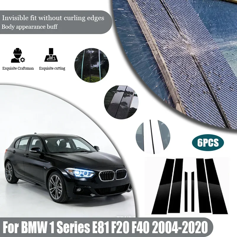 Фото Для BMW 1 серии E81 F20 F40 2004-2020, 6 шт., накладки на оконные стойки, центральные защитные пленки на стойки B и C, наклейки, автомобильные аксессуары №3