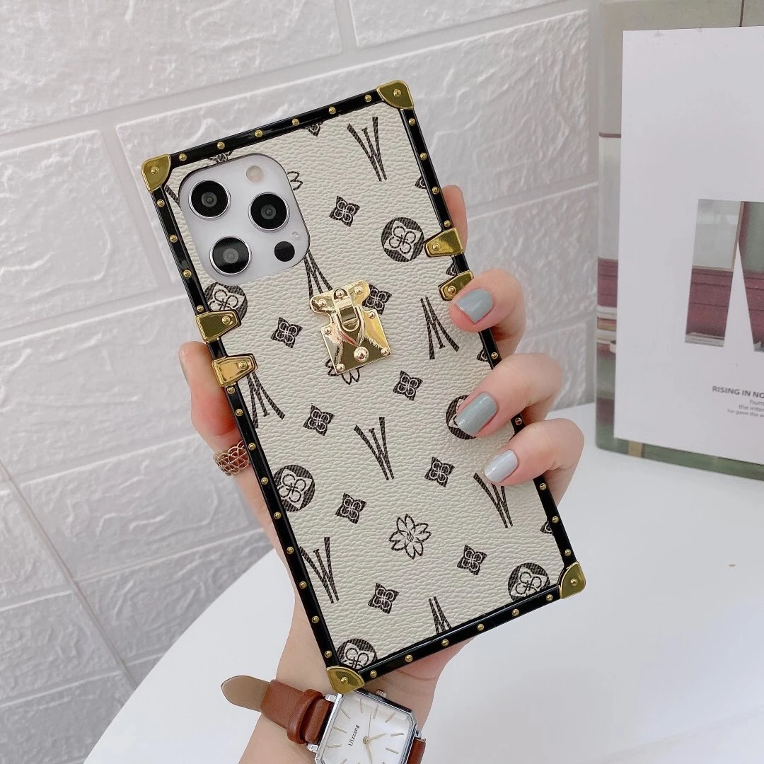 Fashion Square Leather Phone Case For Xiaomi Redmi Note10 Pro 10S 9S 9 8 8T 9T 10 11 Lite X3 M3 Luxury Geometric Soft Back Cover