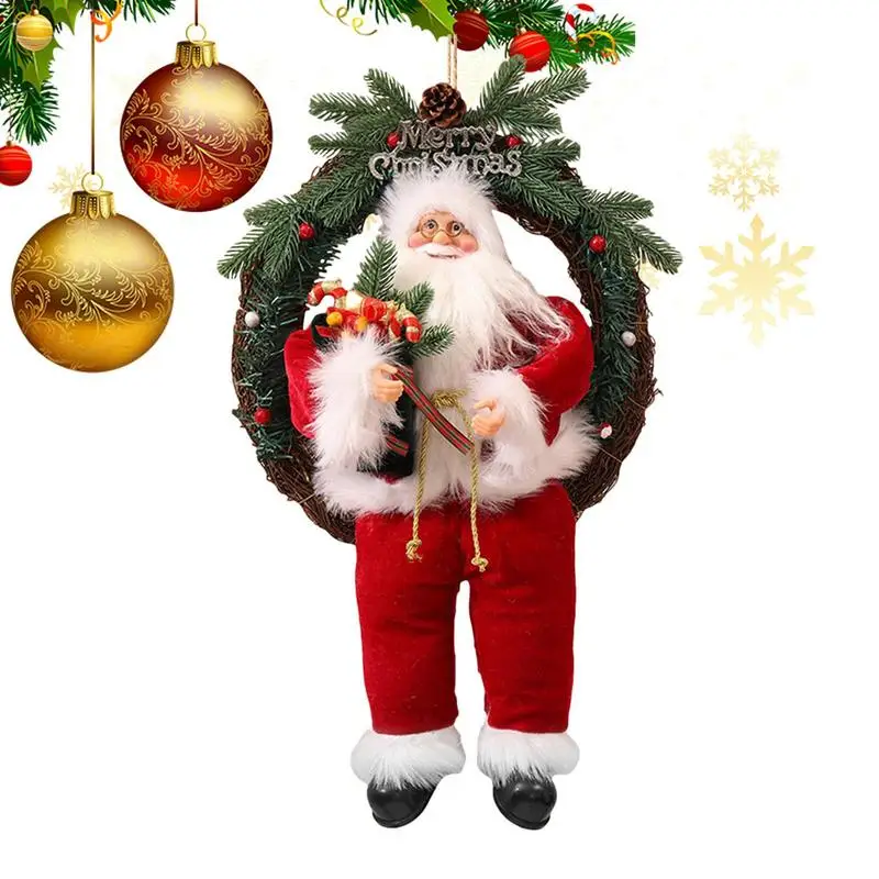 

Электрическая кукла Санта Клауса, Вибрирующая Рождественская искусственная кукла с венком, Интерактивная анимационная Искусственная елка...