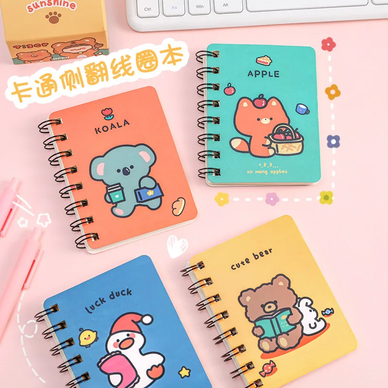 

80 Sheets Cartoon Mini Coil Notebook Loose-leaf Notepad Diary Portable Student Blank Memo Stationery Office Study Supplies