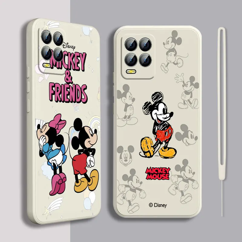 

NEW Mickey Mouse Disney cute Phone Case For Realme Q3S GT 2 S7 ST S2 C25Y C21Y C11 C17 Narzo 50A 50i 30 20 Liquid Rope Silicone