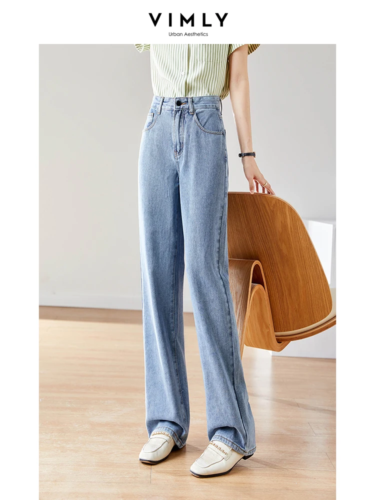 

Vimly High Waist Mopping Jeans for Women 2023 Summer Casual Thin Loose Narrow Wide Leg Denim Boyfriend Jean Pants Trousers