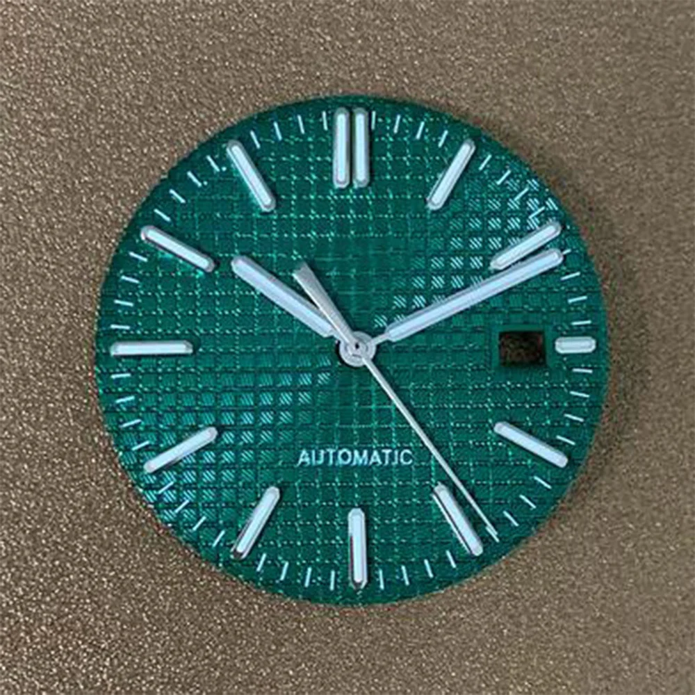 31.8MM Watch Dials for NH35 Movement Green Luminous Watch Dial + Watch Hands Modified Parts