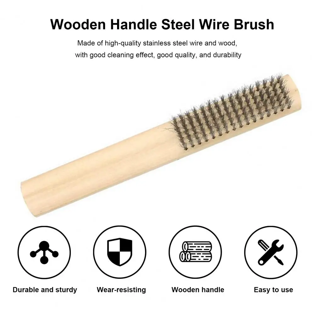 

Practical Cleaning Brush Wood Handle Efficient Handheld Polishing Cleaning Brush Lightweight Steel Wire Brush Family