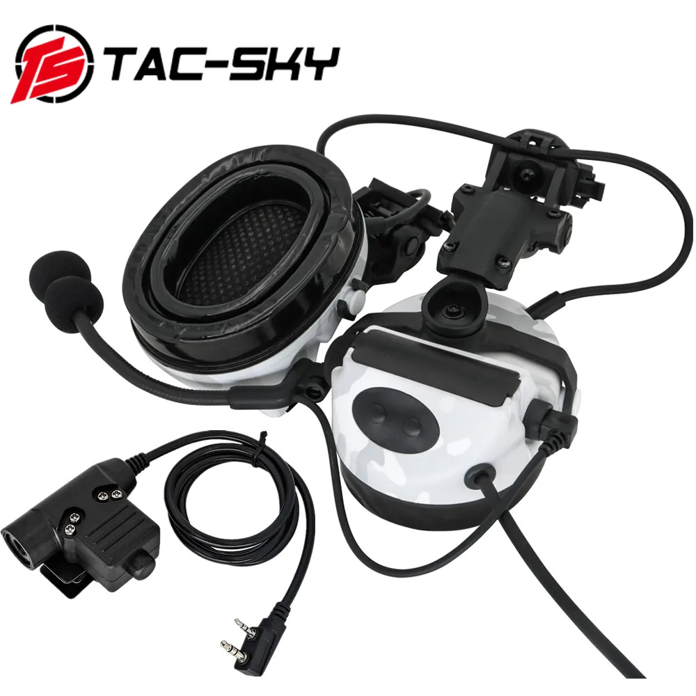 TAC-SKY Noise Cancelling Pickup Shooting Headset MCA Tactical MultiCam Alpine Headset COMTAC II Helmet ARC Track Bracket Edition