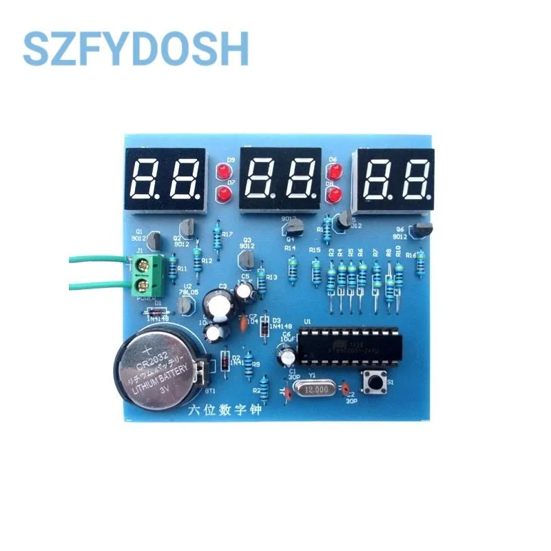 AT89C2051 Six digital clock kit singlechip 6 LED clock electronic production of bulk DIY