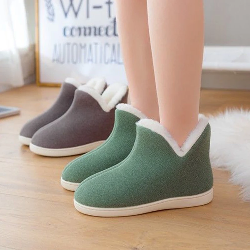 Plush Warm Home Flat Slippers Lightweight Soft Comfortable Winter Slippers Bag Heel Men Women Cotton Shoes Indoor Plush Slippers