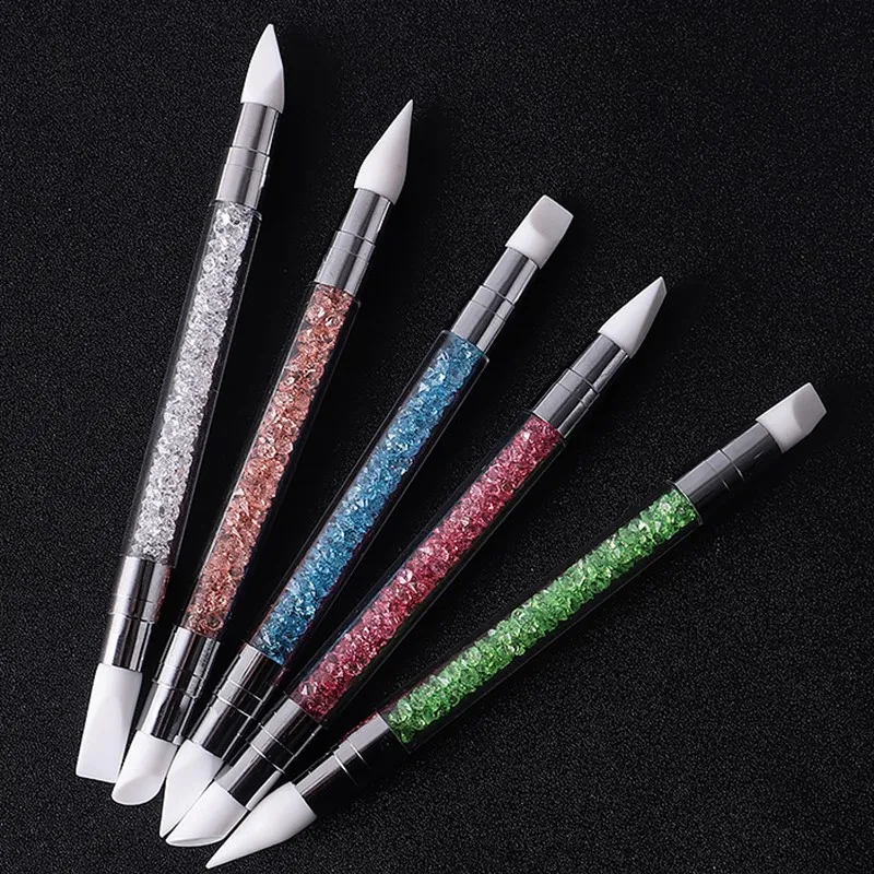 

5PCS/SET Double Heads Silicone Nail Sculpture Pen Emboss Carving Craft Polish Hola Dyeing Gradual Painting Manicure Brush Tool