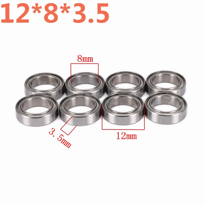 8 Pieces RC Car Part 12*8*3.5mm Ball Bearing For 1/18 Scale 