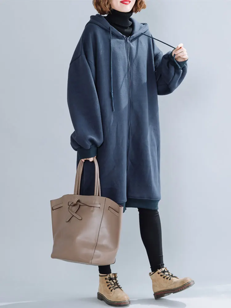 Толстовка с капюшоном больших размеров кардиган верхняя одежда женская средней