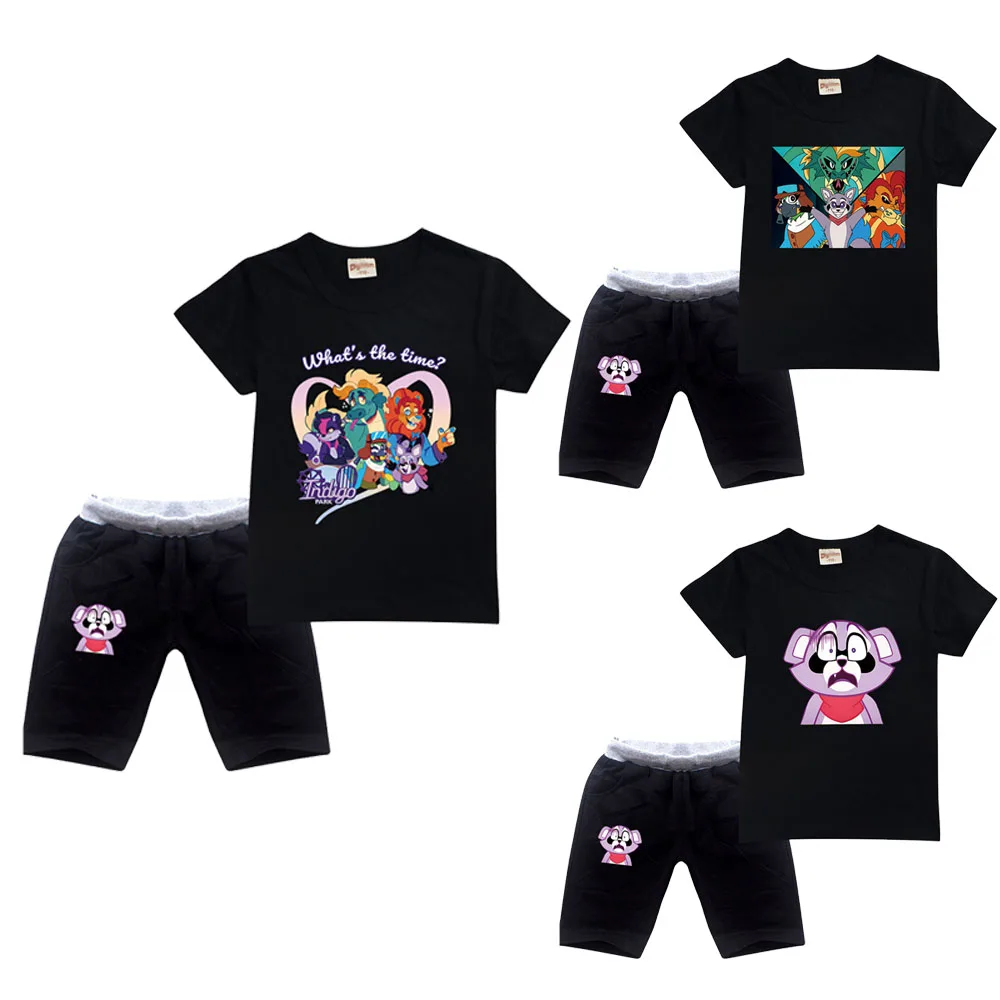 Футболка и шорты цвета индиго костюм для детей летний мультяшный светлый из двух