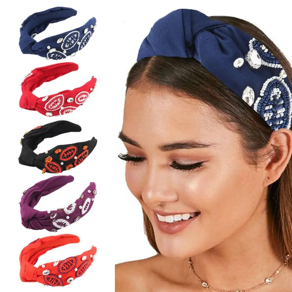 

Hairdressing Headband Wide Edge Fashionable Europe Women's Bead Knotting Diamond Rice Hair Fabric And America Studded Hoop W7Z9