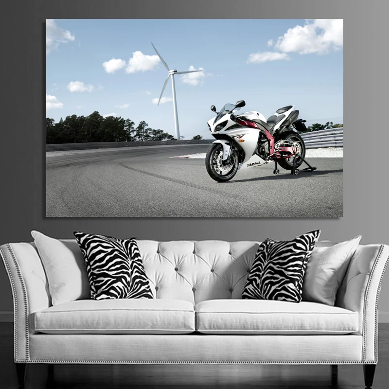 Постеры Superbike Yamaha YZF-R1 Race Sport мотоциклетная картина тканевая печать настенная