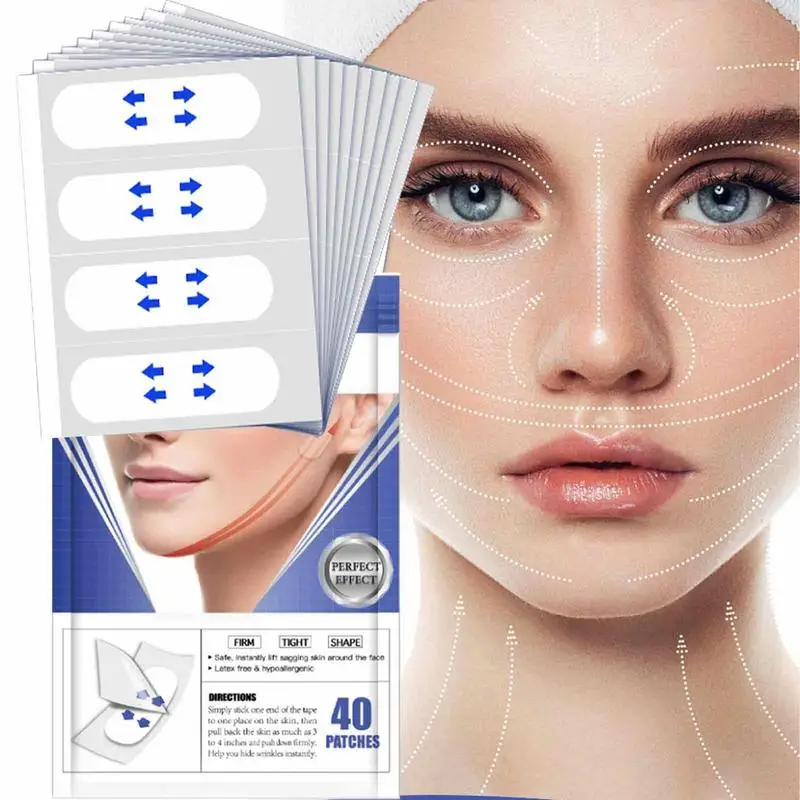 

Face Lifting Tape 40Pcs Invisible V-Shape Lift Up Sticker For Younger Instant Effect Waterproof Wrinkle Remover Chin Tightener