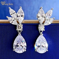 wong rain 100 925 sterling silver pear cut created moissanite gemstone wedding party women dangle earrings studs fine jewelry