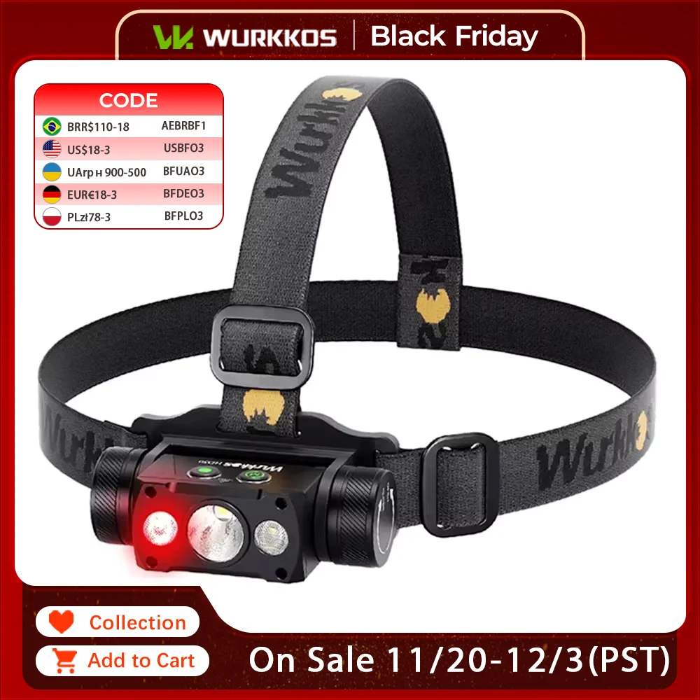 

Налобный фонарь Wurkkos HD50 красный