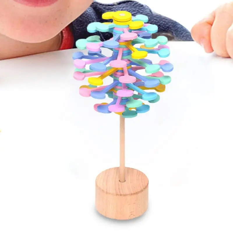 

Wooden Spiral Lollipop Toys Rotating Spin Magic Wand Stress Relief Sequences Toy Adults Kids Antistress Gift