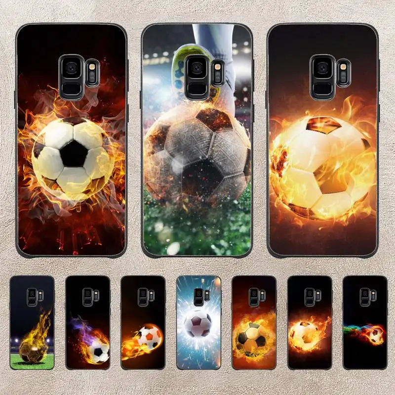 

Fire Football Soccer Ball Phone Case For Samsung Galaxy J200 J2 Prime J2 Pro J6 2018 J250 J4 Plus J415 J5 Prime J7