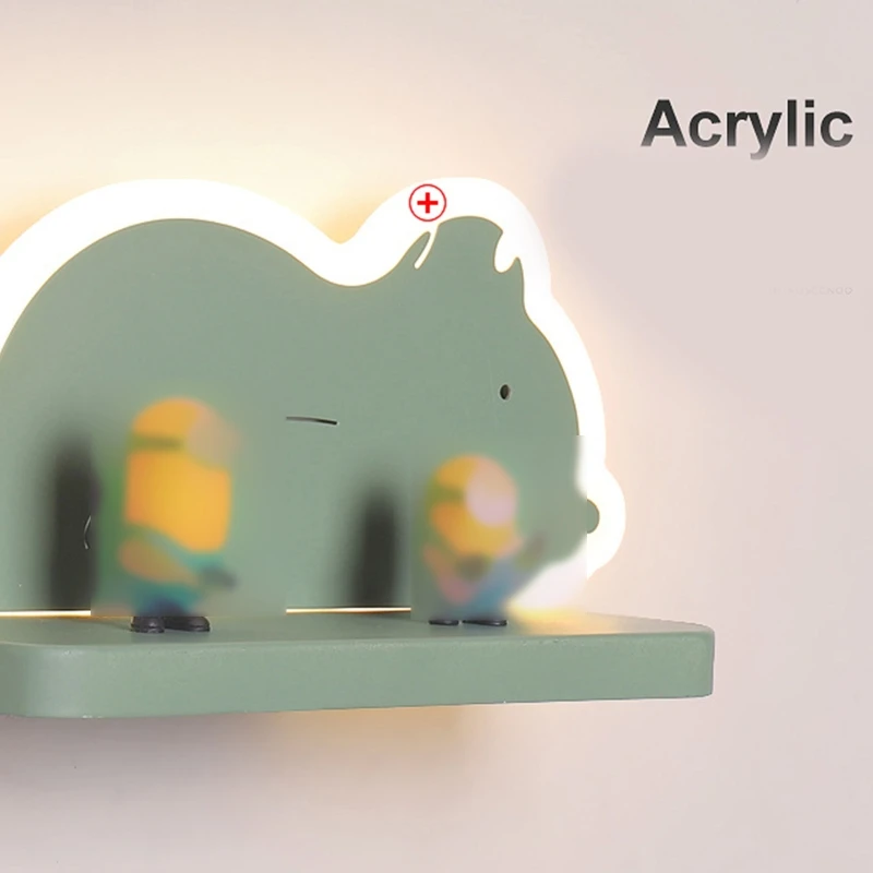 Мультяшный настенный светильник с плавающей полкой держатель для хранения милый