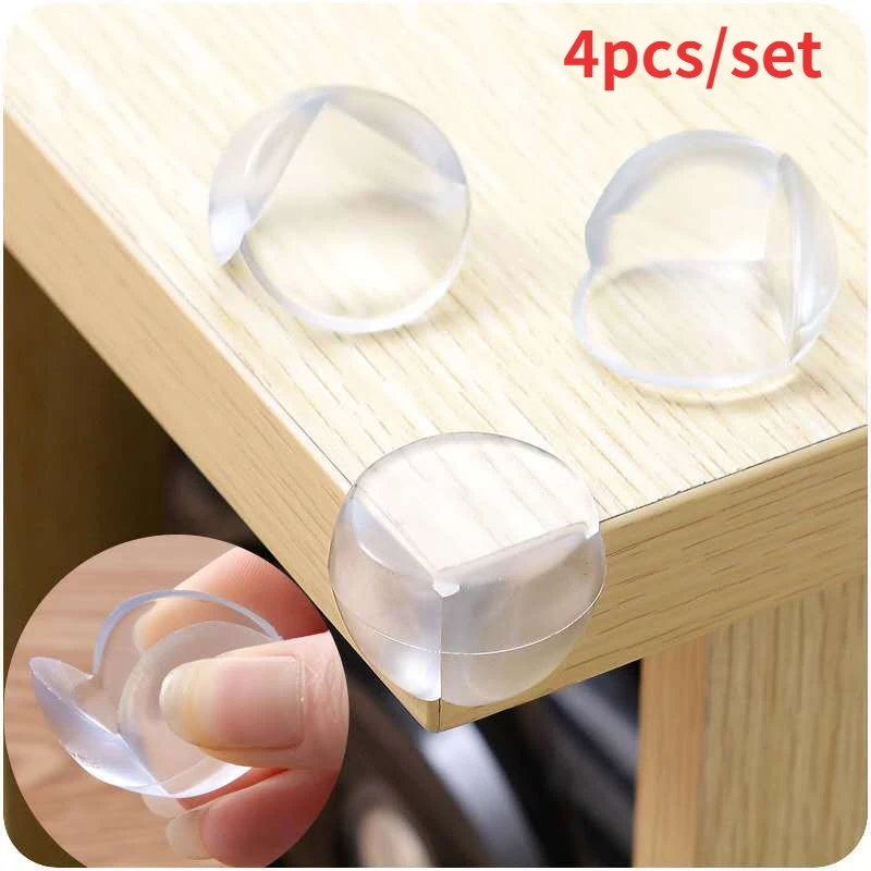 

4pcs/set Baby Safety Silicone Spherical Table Corner Edge Anti-collision Angle Table Transparent Protective Cover Device