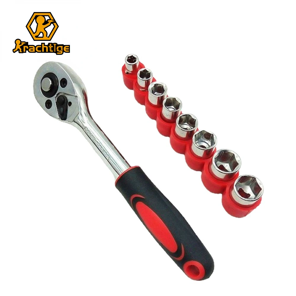 Krachtige 1/4 Inch Torque Ratchet Wrench Set Repair Tool For Vehicle Bicycle Bike Socket Wrench Kit Tool + 8 socket