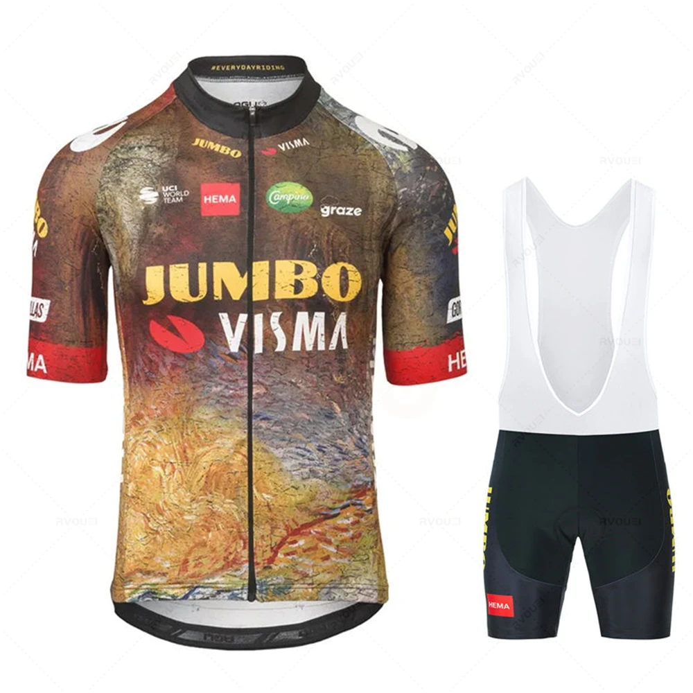

Bicicletas JUMBO VISMA -Jersey ciclismo para homens, MTB Maillot, t-shirt ciclo de verão, calções de triatlo, roupa de mountain