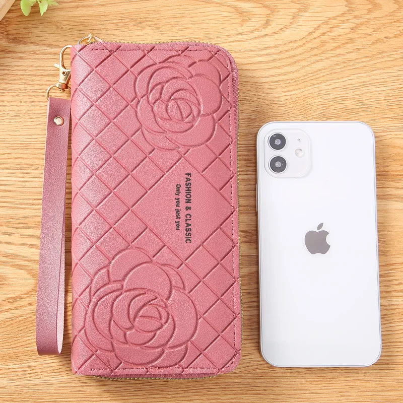 Women's Long Wallets  Fashion Zipper Flower Handbags  Cards Holder PU Leather Billfold Coin Purse