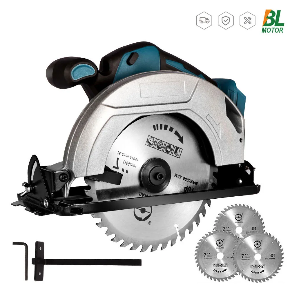 7 Inch 180mm Brushless Electric Circular Saw Cordless Multifunctional Woodworking Cutting Power Tool For Makita 18V Battery