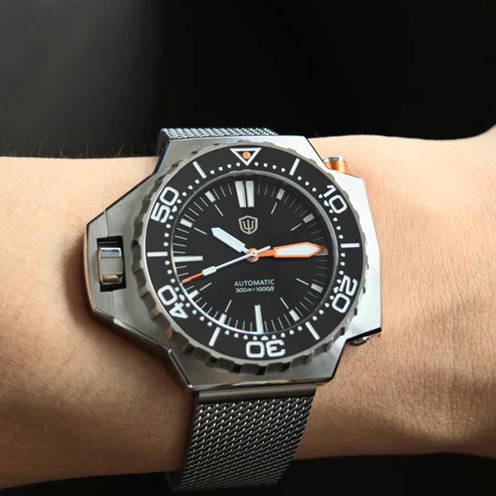 Фото Автоматические часы для дайвинга Watchdives WD1968 PT5004/PT5000 из нержавеющей стали 316L с сапфировым стеклом, светящимся керамическим безелем, винтажные часы №4