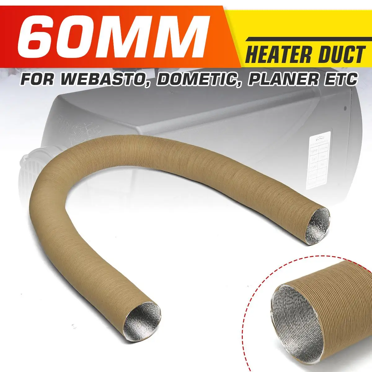 

1/2/4pcs 60mm Air Diesel Parking Heater Ducting Pipe Aluminum Foil Hose Tube For Webasto Dometic Planer Car Truck Van Heaters