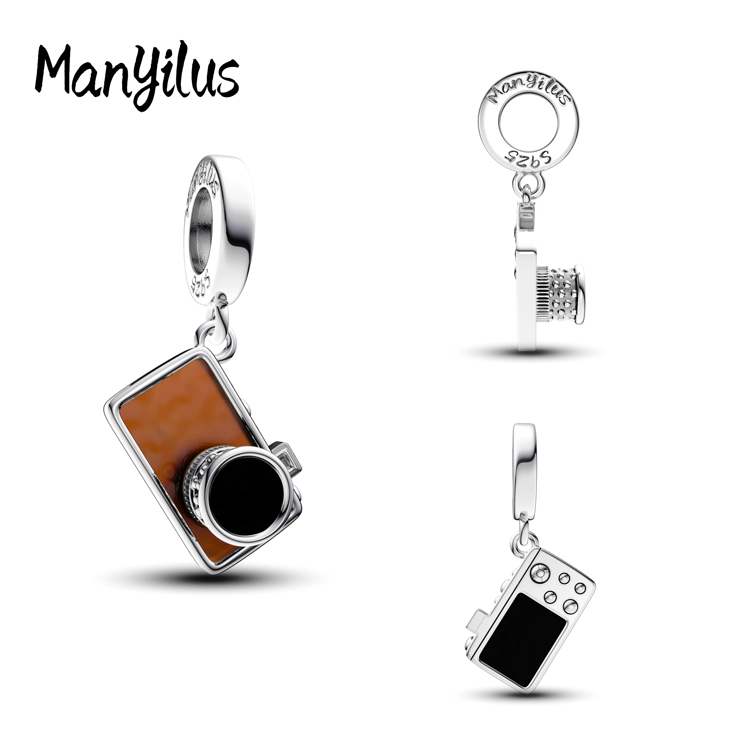 Фото Винтажная подвеска для камеры Manyilus, ювелирная подвеска из стерлингового серебра 925 пробы для оригинального браслета «сделай сам», подарок в стиле ретро №1