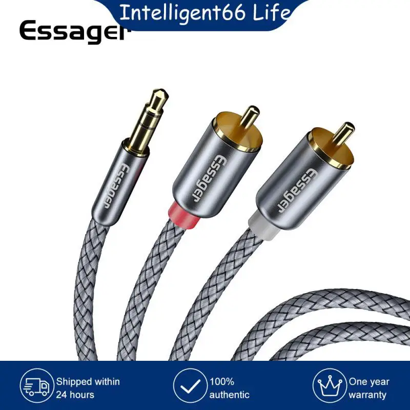 

For Essager Aux Audio Cable 3.5 Mm To 2rca Male Wire Cord 3.5mm To 2rca Splitter Rca Jack 3.5 Cable 3.5mm Jack To 2 Rca