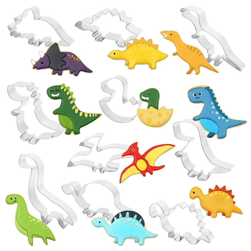 

Dinosaur Stainless Steel Cookie Cutters Animal Shape Biscuit Candy Food Molds Kids Birthday Cake Decoration Baby Party Supplies