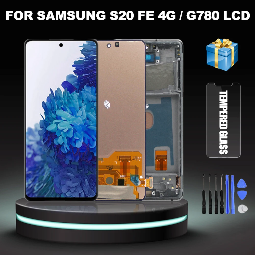 

Оригинальный AMOLED для Samsung Galaxy S20 FE 4G G780 SM-G780F, ЖК-дисплей, сенсорный экран с дигитайзером и сборкой отпечатков пальцев, замена