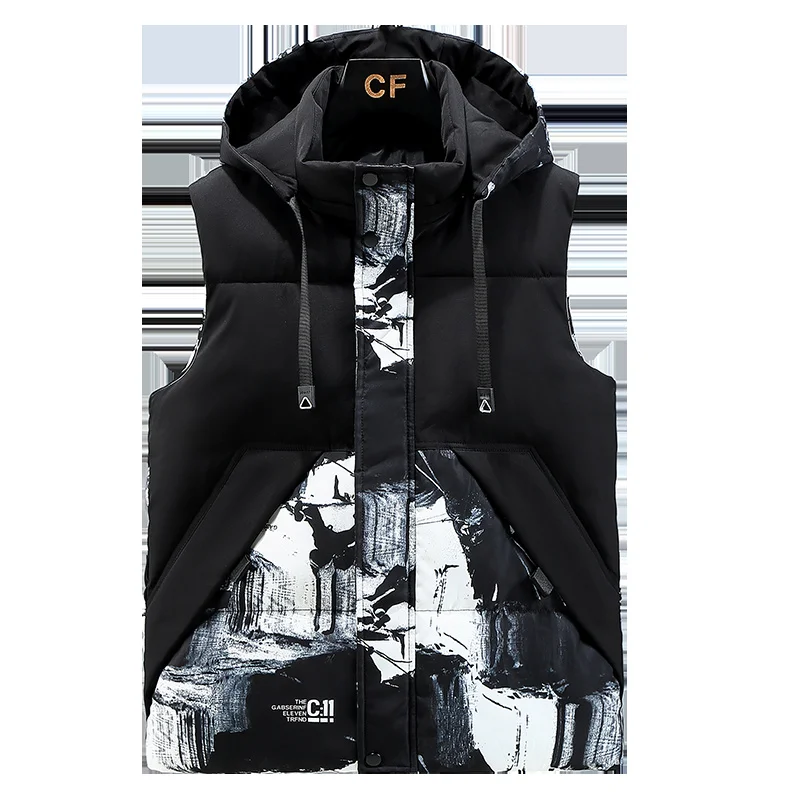 

Vest 6XL Oversize 7XL 8XL Double Sided Wear 2023 New Winter Men Thick Hooded Vest Warm Waistcoat Windproof Male Streetwear